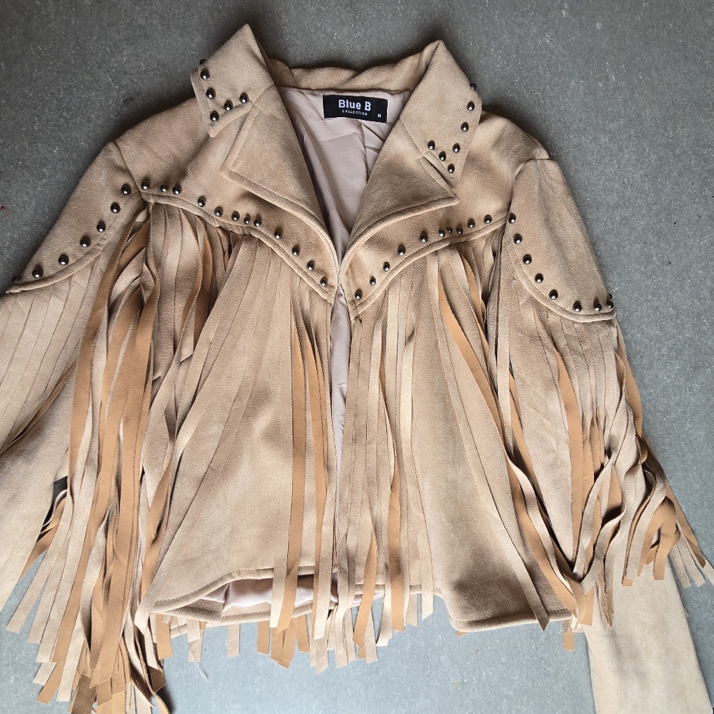 Tan Fringe Jacket Apricot Lane